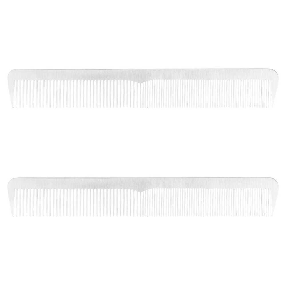 Beaupretty 2pcs Anti-static Fine Toothed Titanium Steel Hair Comb for Professional Hairdressing Durable Barber Tool for All Hair Types Silver