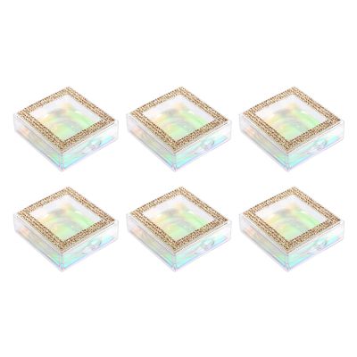 minkissy 6pcs Eyelash Storage Box Lash Case Rhinestone Design Easy Open Close for False Lash Organization Beauty Salons and Personal Use