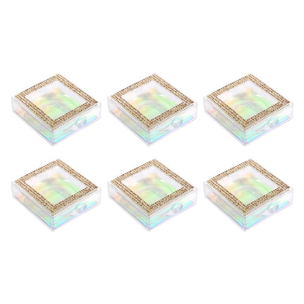 minkissy 6pcs Eyelash Storage Box Lash Case Rhinestone Design Easy Open Close for False Lash Organization Beauty Salons and Personal Use