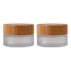 2PCS 5ml Empty Glass Cream Jars Sample Vials Bottles Holder with Bamboo Lid Round Frosted Glass Cosmetic Container Pot for Makeup Cream Lotion view 1