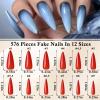 LoveOurHome 576pc Stiletto Press on Nails Long Fake Nails XL Stiletto Glue on Nails Full Cover Acrylic Nail Tips Pointy Nails Press ons Long Artificial Nail Women Girls Halloween Fake Fingernails view 2