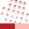 24Pcs French Tips Press on Nails Short Square Valentines Day Fake Nails Full Cover Glue on Nails with Red Heart Design Almond Glossy Artificial Stick on Nails False Nails for Women Girls view 4