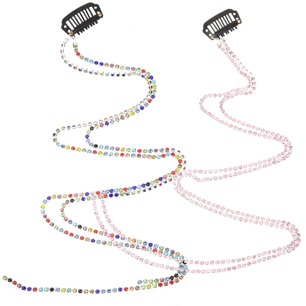 KALLORY 2pcs Shiny Tassel Hair Chains Stylish Hair Accessories for Women Girls for Ponytails Braids Lightweight Non-snagging Jewelry Versatile for Any Outfit
