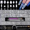 DZHILHMX Nail Rhinestones - 4300pcs Mine Silver, Multiple Shape Gems, Flat Back Rhinestones, with Kit and Glue Gel, for Nail Art view 1