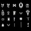 100pcs Silver 3D Nail Charms Bear Bows Angle Wings Spike Different 20 Designs Mix for Long and Short Nail Decoration Acrylic Nails Art Supplies view 1