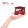 Beavorty Lipstick Case Purse Holder Leather Holder Lipstick Box with Mirror Makeup Travel Cases Cosmetic Storage Organizer for Women Lipsticks Lip Gloss Lip Balm Red Lip Balm Holder view 4