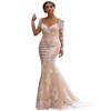 Long Sleeve Mermaid V Neck Wedding Dresses for Bride 2025 Long Train Princess Beach Bridal Gowns with Sleeves White 12 view 1