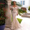 Long Sleeve Mermaid V Neck Wedding Dresses for Bride 2025 Long Train Princess Beach Bridal Gowns with Sleeves White 12 view 3