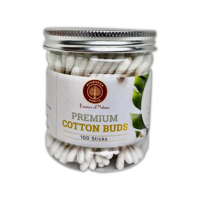 Ayurveda Amrita Premium Wooden Cotton Buds For Multipurpose Use 100 Sticks, White