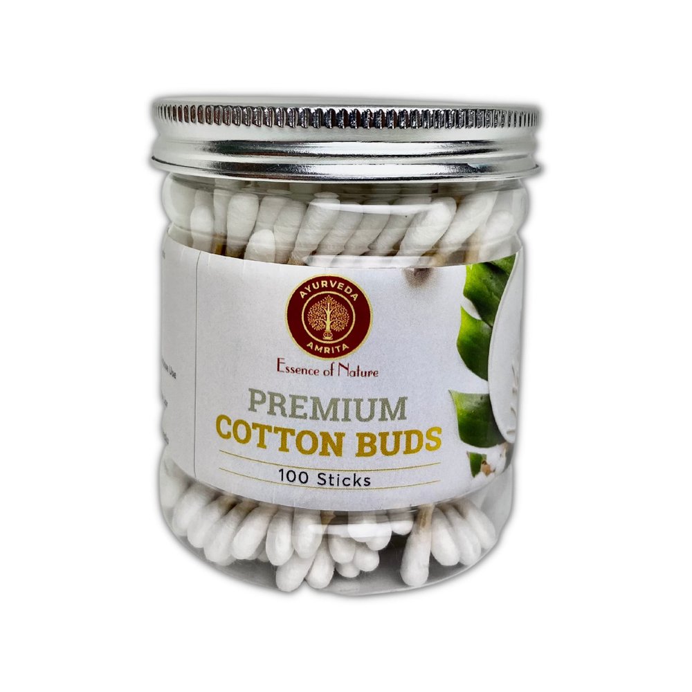 Ayurveda Amrita Premium Wooden Cotton Buds For Multipurpose Use 100 Sticks, White