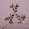 Chargances 3pcs Crystal Wedding Hair Pins Purple Rhinestone Bridal Hair Pins Handmade Bridal Hair Accessories for Women Girls Bridesmaids (Purple) view 2