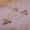 Chargances 3pcs Crystal Wedding Hair Pins Purple Rhinestone Bridal Hair Pins Handmade Bridal Hair Accessories for Women Girls Bridesmaids (Purple) view 4