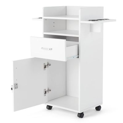 Artist Hand 6 Tool Salon Cabinet, White, 35.4"H x 15.7"W x 12.5"L, MDF Material, 360 Degree Fixed Pulley