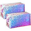Boao 2 Pcs Clear Iridescent Holographic Makeup Bag Glitter Travel Cosmetic Pouches Toiletry Bag with Zipper Toiletry Organizer Case for Purse Diaper Beach Office Gift(Leopard) view 1
