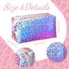Boao 2 Pcs Clear Iridescent Holographic Makeup Bag Glitter Travel Cosmetic Pouches Toiletry Bag with Zipper Toiletry Organizer Case for Purse Diaper Beach Office Gift(Leopard) view 3