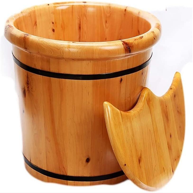 SLLSHG Foot Tub, Household Foot Bath Barrel, Medium Oak Foot Bath Barrel, Suitable for Family, Hotel, Massage Shop, Foot Spa Bath Massager
