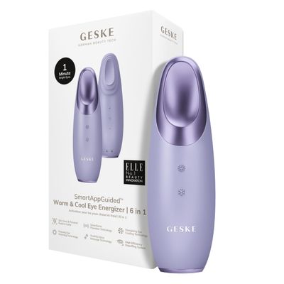 GESKE SmartAppGuided Warm & Cool Eye Energizer | 6 in 1 | Heated Eye Massager | Combat Dark Circles & Under-Eye Bags | Refresh Droopy Eyelids | Anti-Stress & Relaxation | Sonic Massaging