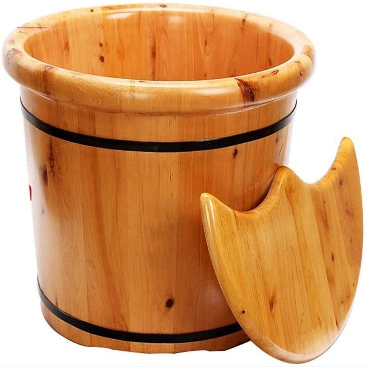 Household Foot Bath Barrel, Foot Spa Bath,Thick Sturdy Wood Spa Basin, Maintain Water Temperature and Relieve Foot Pressure (Size : A)
