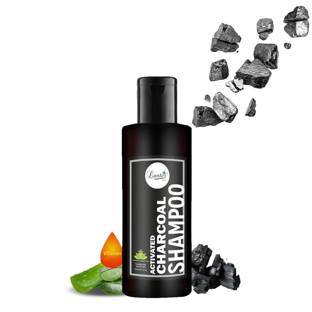 BlueQueen Activated Charcoal Shampoo | Shampoo For Dry and Frizzy Hair | Shampoo For Hair Growth | Charcoal Shampoo For Women - 210 ml