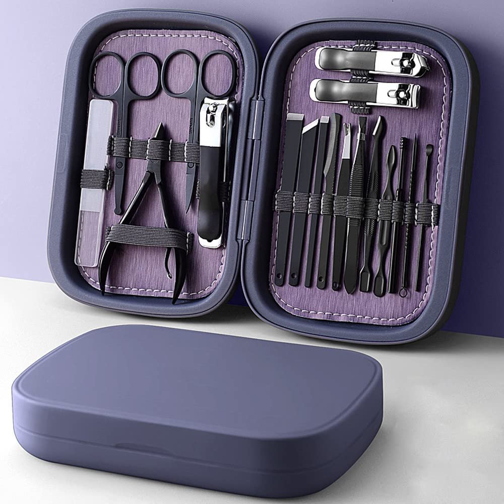 18 IN 1 Professional Stainless Steel Nail Clipper Travel Grooming Kit Manicure & Pedicure Set Personal Care Tools,18 pieces in set 01