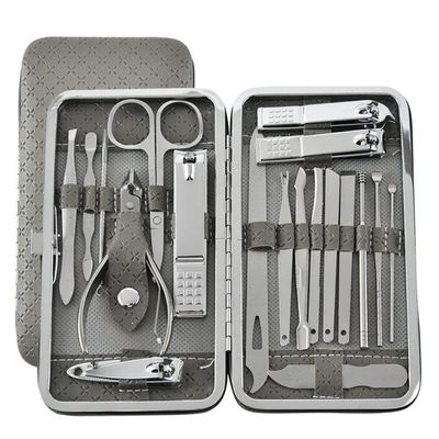 19pcs/set Pruning Nail Clippers Cutting Pliers Set Single Nail Groove Pedicure Inflammation Dead Skin Clipper Tool Home Tool,gray