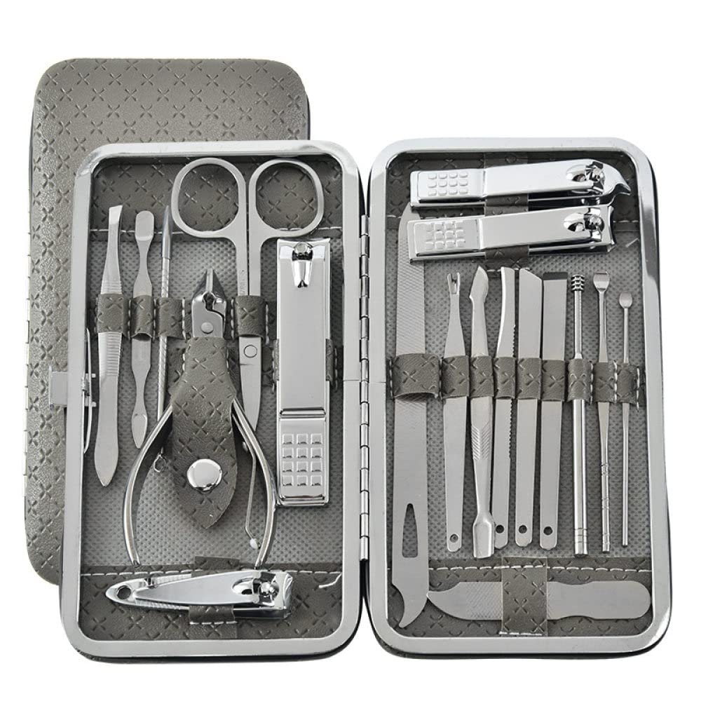 19pcs/set Pruning Nail Clippers Cutting Pliers Set Single Nail Groove Pedicure Inflammation Dead Skin Clipper Tool Home Tool,gray