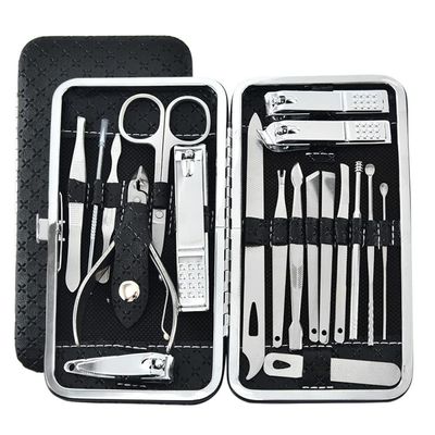 19pcs/set Pruning Nail Clippers Cutting Pliers Set Single Nail Groove Pedicure Inflammation Dead Skin Clipper Tool Home Tool,Black