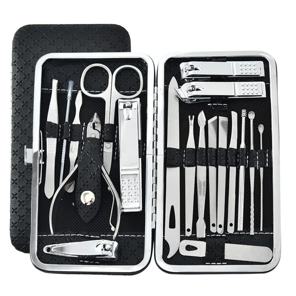 19pcs/set Pruning Nail Clippers Cutting Pliers Set Single Nail Groove Pedicure Inflammation Dead Skin Clipper Tool Home Tool,Black