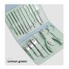 16pcs Manicure Set With PU Leather Case Nail Clippers Kit Pedicure Care Tools Nail Care Scissors Clippers Trimmer Nail Art Tools,New Green view 2