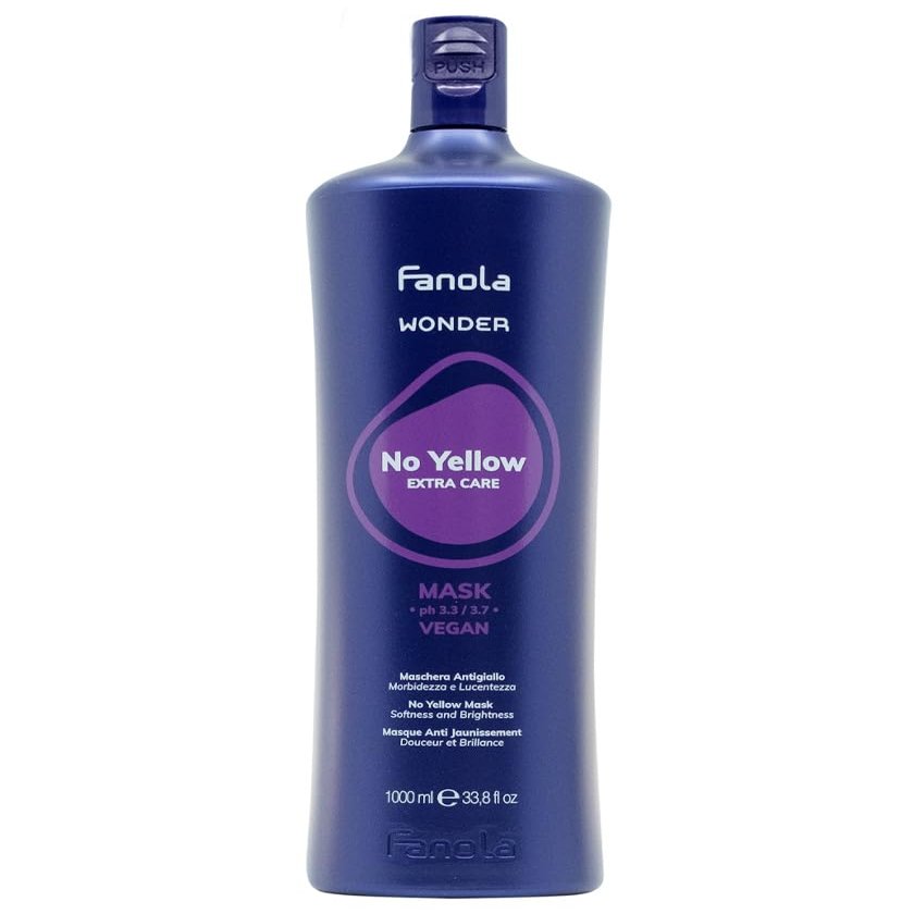 Fanola Wonder No Yellow Purple Hair Mask - Acidic pH Deep Conditioning Hair Mask for Blonde, Bleached & Grey Shades - Intense Violet Pigment Neutralizes Brassy Tones (33.8 Ounce)