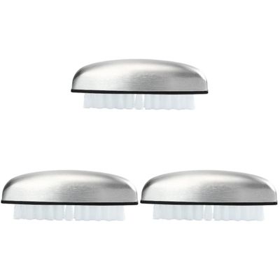 Mikinona 3pcs Professional Stainless Steel Nail Brush for Manicure and Kitchen Cleaning Versatile Scrubbing Brush Flexible Bristles for Gentle Use and Easy Storage