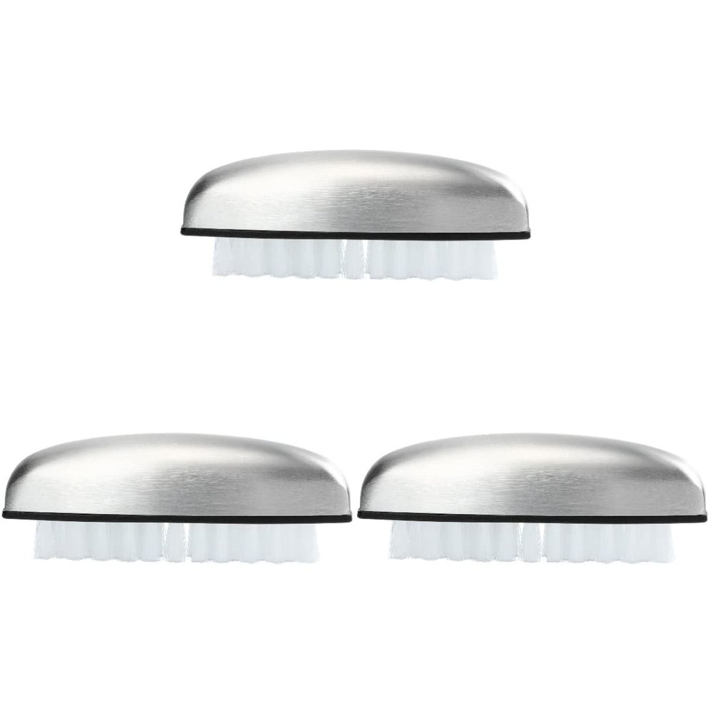 Mikinona 3pcs Professional Stainless Steel Nail Brush for Manicure and Kitchen Cleaning Versatile Scrubbing Brush Flexible Bristles for Gentle Use and Easy Storage