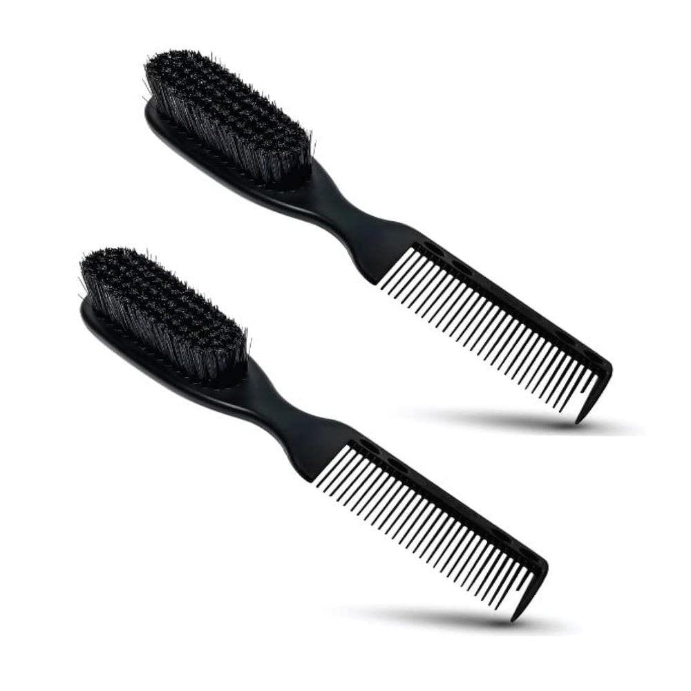 TRU BARBER PRO Fading Brush 2PCS Bundle, Barber Fade Brush, Cleaning Brush for clippers,Beard Brush,Stylist Comb Hair Styling Tool