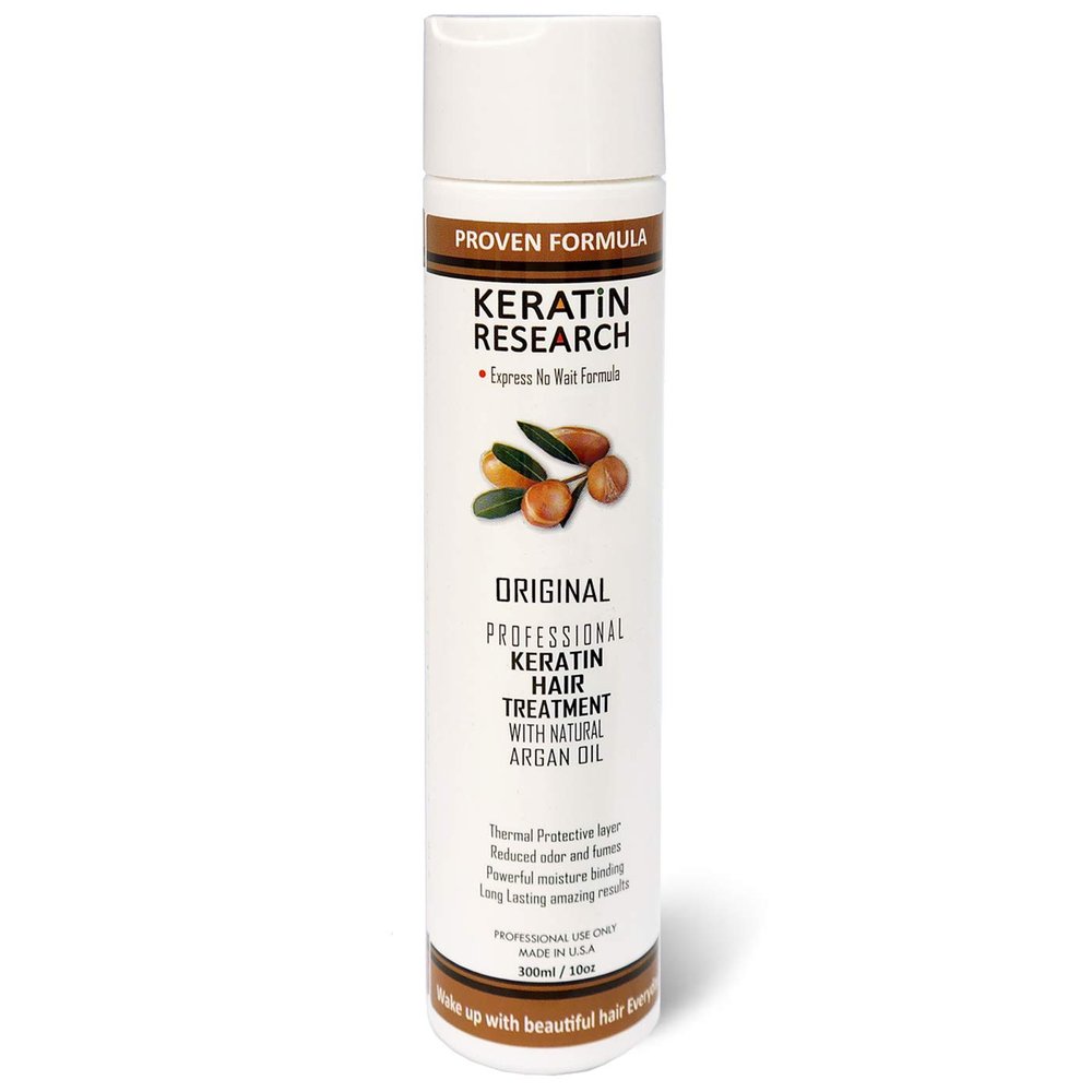 KERATIN RESEARCH Brazilian Keratin Hair Treatment Complex Blowout LONG Lasting Keratin Treatment with Argan Oil Straightening Smoothing Professional Results Keratina (10oz, 300ml)