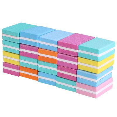 KALLORY 50pcs Small Nail Files Tool Professional Manicure Rasp for Salon Use Durable Sanding Cubes for Nail Art Easy to Operate Essential for Healthy Mixed Colors