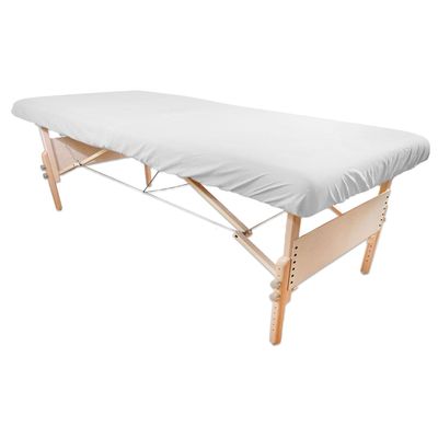 Simplicity Plus Sized Extra Wide Massage Table Fitted Sheet Poly-Cotton. Fits Extra Wide Massage Tables. Professional Quality. 37 x 78 x 7.5 Inches, 55% Polyester, 45% Cotton - White