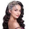AMORARSI Wedding Rhinestone Hair Piece Leaf Bride Side Headpieces Crystal Hair Accessories for Brides and Bridesmaids view 2