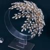 AMORARSI Wedding Rhinestone Hair Piece Leaf Bride Side Headpieces Crystal Hair Accessories for Brides and Bridesmaids view 4