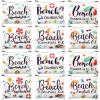 Chunful 12 Pcs Makeup Bag Summer Themes Cosmetic Bag Bulk Portable Essentials Kit Survival Kit Flamingo Palm Leaves Cosmetic Pouch with Zipper for Women Travel Accessories(Beach) view 1