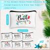 Chunful 12 Pcs Makeup Bag Summer Themes Cosmetic Bag Bulk Portable Essentials Kit Survival Kit Flamingo Palm Leaves Cosmetic Pouch with Zipper for Women Travel Accessories(Beach) view 2