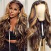 30 Inch Highlight Ombre Lace Front Wigs Human Hair Pre Plucked with Baby Hair 13x4 Body Wave Frontal Wigs Human Hair 180% Density 4/27 Colored Honey Blonde Lace Front Wig for Women 30 Inch view 1