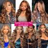 30 Inch Highlight Ombre Lace Front Wigs Human Hair Pre Plucked with Baby Hair 13x4 Body Wave Frontal Wigs Human Hair 180% Density 4/27 Colored Honey Blonde Lace Front Wig for Women 30 Inch view 4