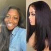 Jnymell Kinky Hairline 13X6 HD Lace Front Straight Wig Human Hair Pre Plucked Bleached Knots 150% Density HD Invisible Lace Front Wig with Curly Baby Hair for Woman Brazilian Remy Hair Wig 14Inch view 3