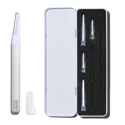 StackedSkincare Dermaplaning Kit for Face - At Home Dermaplaning Tool with Comfort Handle, 3 Replaceable Blades + 3 Precision Blades - Exfoliates, Removes Peach Fuzz, Softens Skin, 7 Count