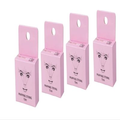 4pcs Pink Pre-Inked String for Eyebrow Lip Microblading Eyebrow Mapping String for Brow Marking Symmetrical Eyebrow Thread Measuring Tool (Pink)