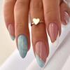 RikView French Tip White Press on Nails Medium Fake Nails Blue Almond Acrylic Nails 24 PCs/Set view 1