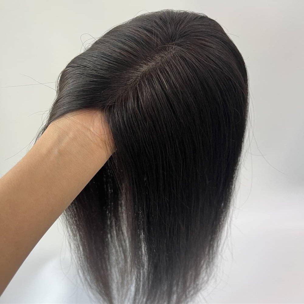 MorningWigs Human Hair Topper 10A Remy Hair Topper for Women Hairpieces 12x13cm Full Silk Base for Thinning Hair or Hair Loss 20 InchNatural Black