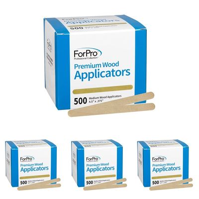 ForPro Premium Wood Applicators, Non-Sterile, Hair Removal Waxing Applicators, Medium, 4.5 L x .375 W, 500-Count (Pack of 4)