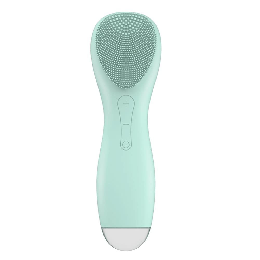 OJOINK Face Cleansing Brush, Silicone Waterproof Electric Face Scrubber for Deep Cleansing, Exfoliating and Massaging (Color : Green)