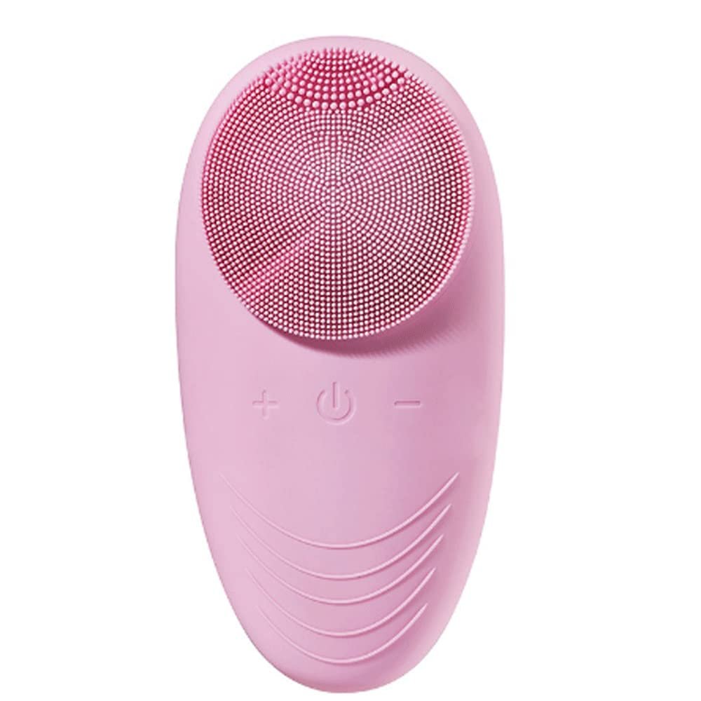 OJOINK Face Cleansing Brush, Silicone Waterproof Electric Face Scrubber with 5 Speeds for Deep Cleansing, Exfoliating and Massaging Face Cleansing Brush (Color : Pink)